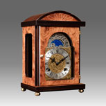 Mantel clock, Art.340/3 elm wood, with moon phase dial - with Bim Bam melody on bells